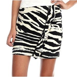 Free People zebra ruffle mini skirt size 0 animal zebra print